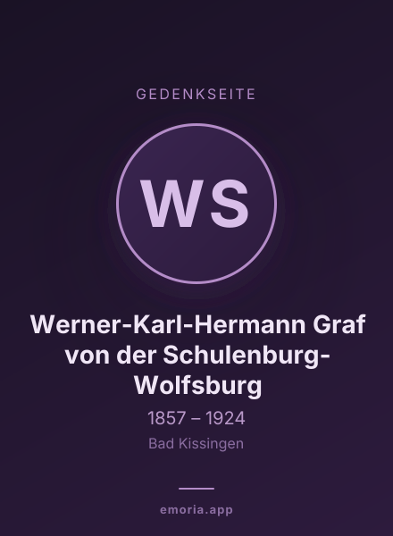Gedenkportrait von Werner-Karl-Hermann Graf von der Schulenburg-Wolfsburg
