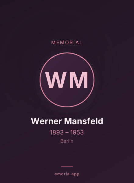 Memorial portrait of Werner Mansfeld