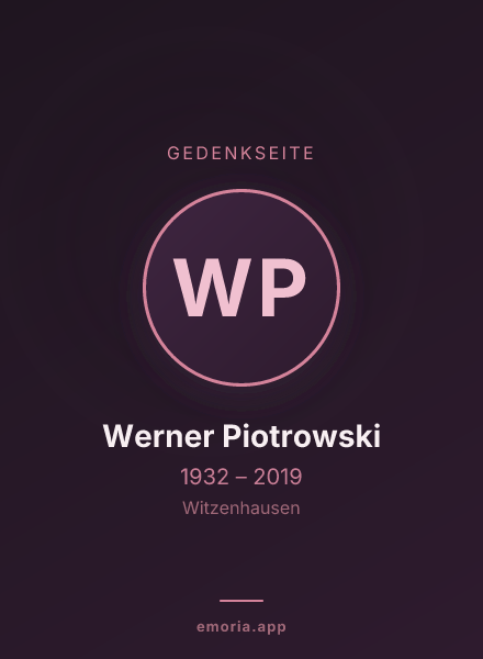 Gedenkportrait von Werner Piotrowski