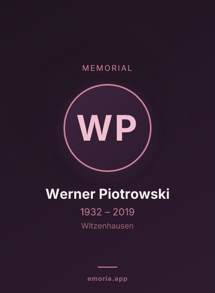 Memorial portrait of Werner Piotrowski