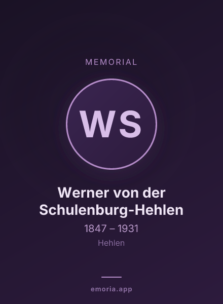 Memorial portrait of Werner von der Schulenburg-Hehlen