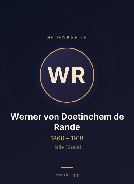 Gedenkportrait von Werner von Doetinchem de Rande
