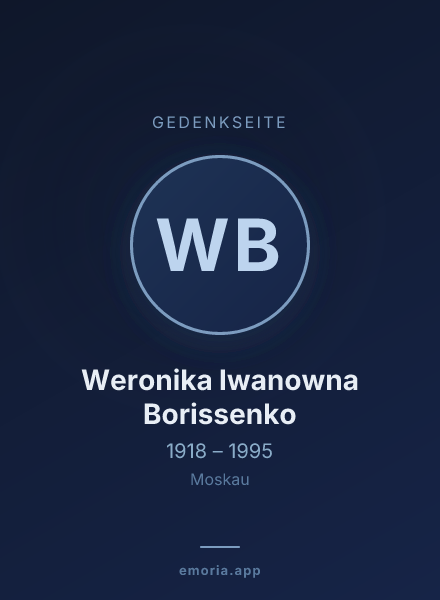 Gedenkportrait von Weronika Iwanowna Borissenko