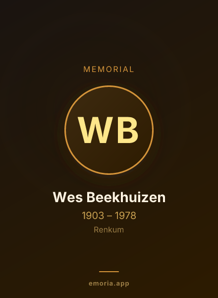 Memorial portrait of Wes Beekhuizen