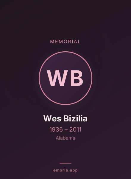 Memorial portrait of Wes Bizilia