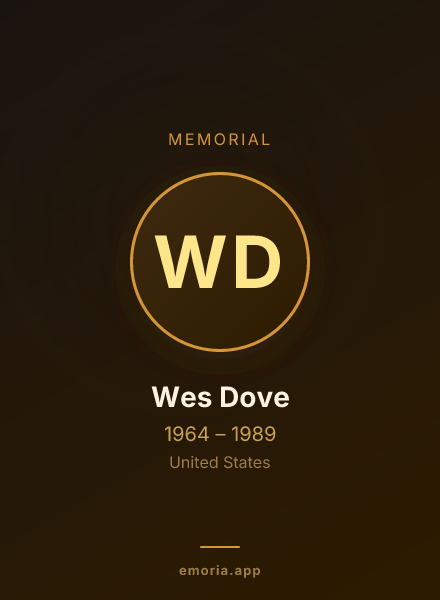 Memorial portrait of Wes Dove