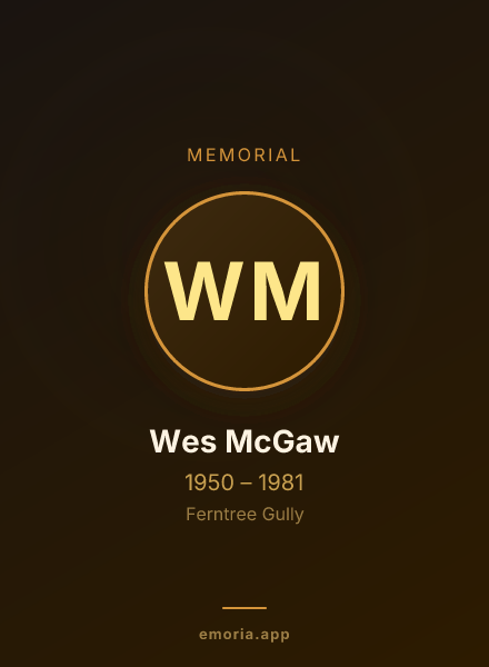 Memorial portrait of Wes McGaw