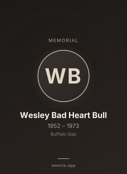 Memorial portrait of Wesley Bad Heart Bull