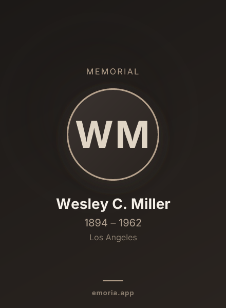 Memorial portrait of Wesley C. Miller