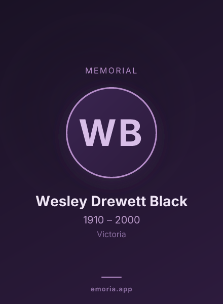 Memorial portrait of Wesley Drewett Black
