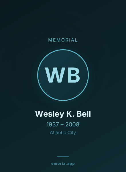 Memorial portrait of Wesley K. Bell