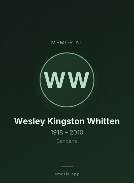 Memorial portrait of Wesley Kingston Whitten