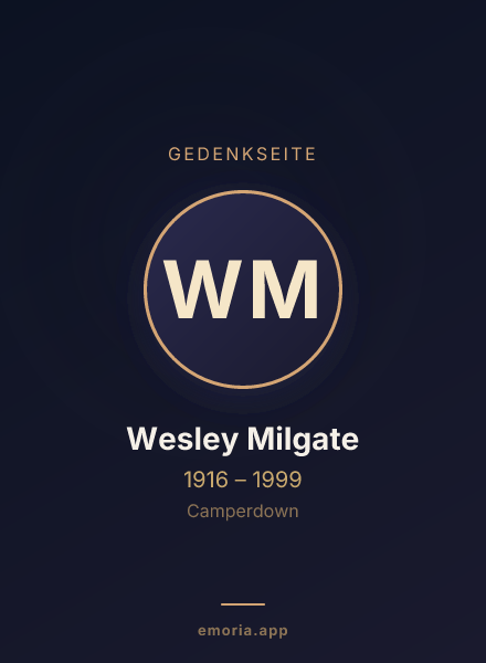 Gedenkportrait von Wesley Milgate