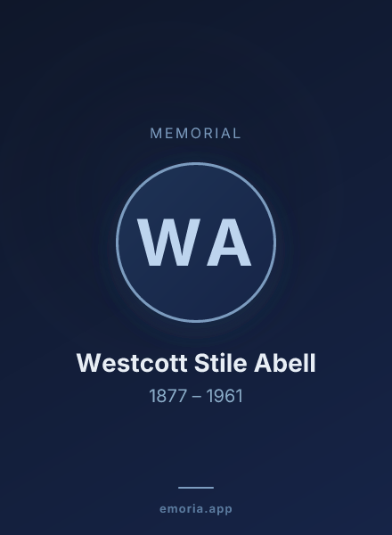 Memorial portrait of Westcott Stile Abell
