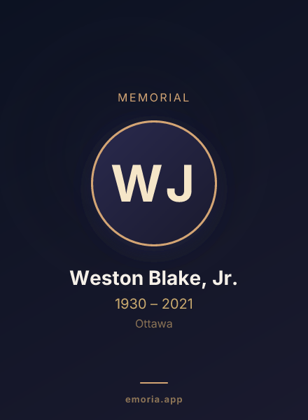 Memorial portrait of Weston Blake, Jr.
