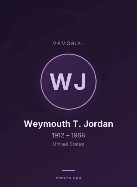 Memorial portrait of Weymouth T. Jordan