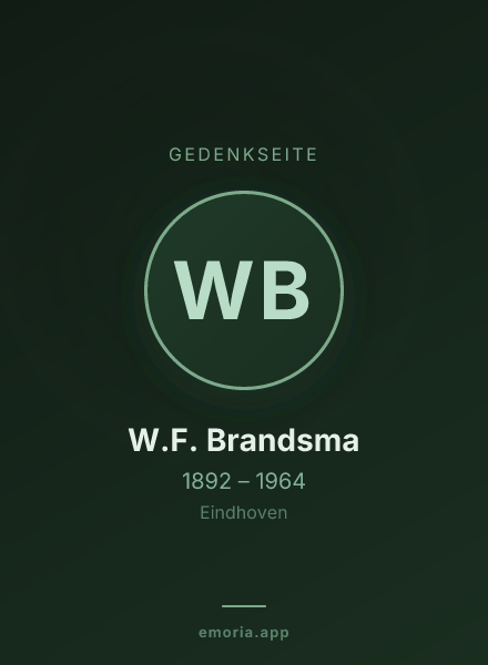 Gedenkportrait von W.F. Brandsma