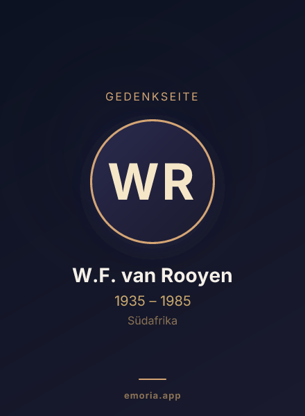 Gedenkportrait von W.F. van Rooyen