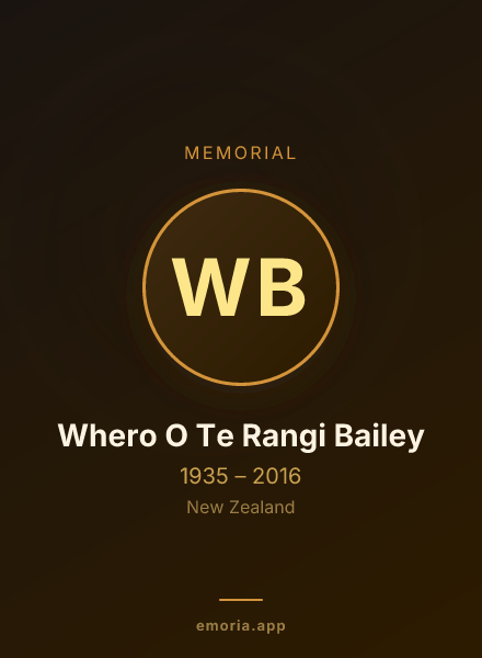 Memorial portrait of Whero O Te Rangi Bailey