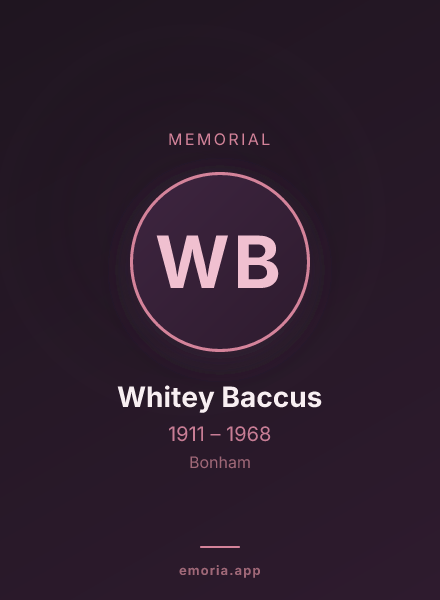 Memorial portrait of Whitey Baccus