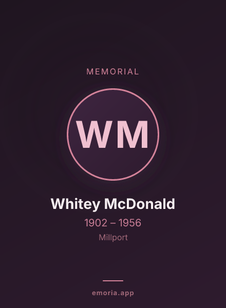 Memorial portrait of Whitey McDonald