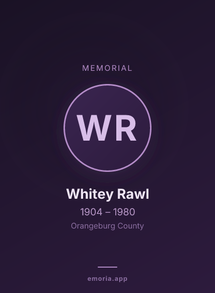 Memorial portrait of Whitey Rawl