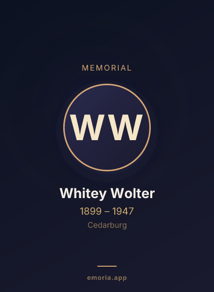 Memorial portrait of Whitey Wolter