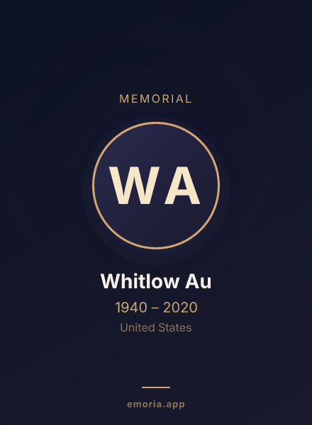 Memorial portrait of Whitlow Au