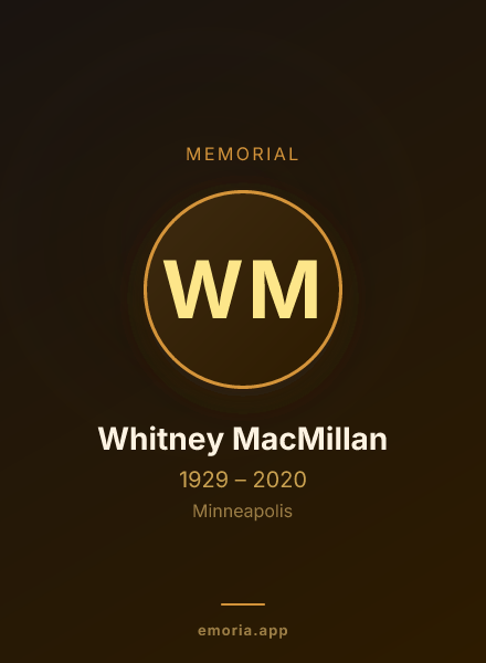 Memorial portrait of Whitney MacMillan