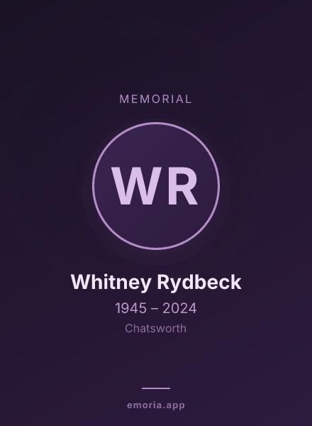 Memorial portrait of Whitney Rydbeck