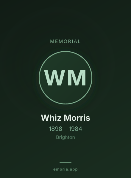 Memorial portrait of Whiz Morris