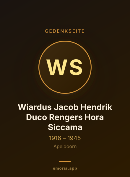Gedenkportrait von Wiardus Jacob Hendrik Duco Rengers Hora Siccama