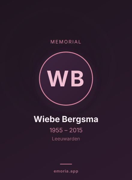 Memorial portrait of Wiebe Bergsma