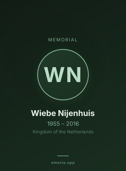 Memorial portrait of Wiebe Nijenhuis