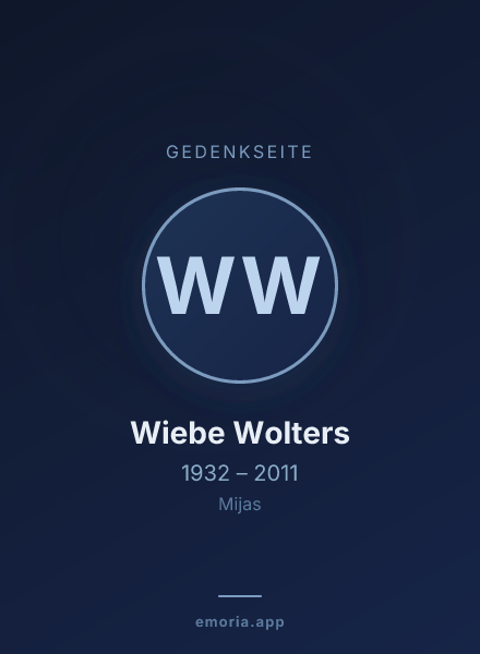 Gedenkportrait von Wiebe Wolters