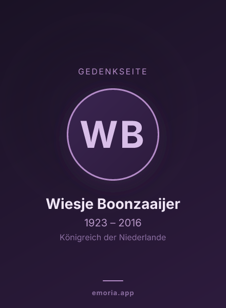 Gedenkportrait von Wiesje Boonzaaijer