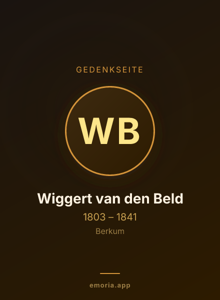Gedenkportrait von Wiggert van den Beld