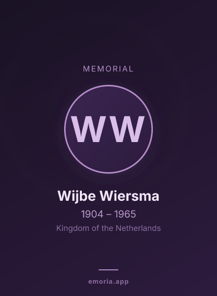 Memorial portrait of Wijbe Wiersma
