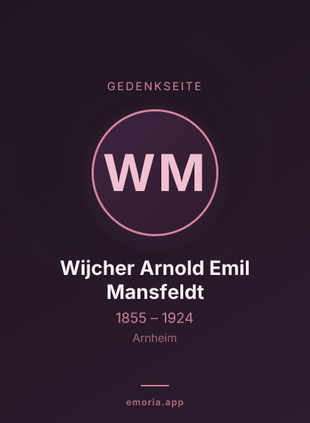 Gedenkportrait von Wijcher Arnold Emil Mansfeldt