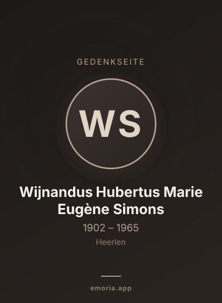 Gedenkportrait von Wijnandus Hubertus Marie Eugène Simons
