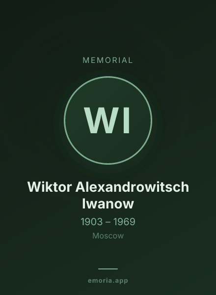 Memorial portrait of Wiktor Alexandrowitsch Iwanow