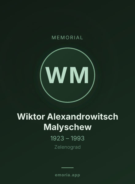 Memorial portrait of Wiktor Alexandrowitsch Malyschew