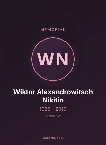 Memorial portrait of Wiktor Alexandrowitsch Nikitin
