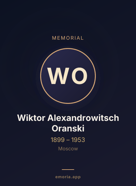 Memorial portrait of Wiktor Alexandrowitsch Oranski
