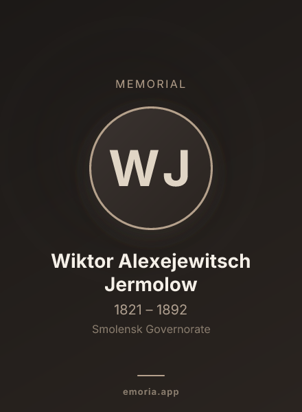 Memorial portrait of Wiktor Alexejewitsch Jermolow