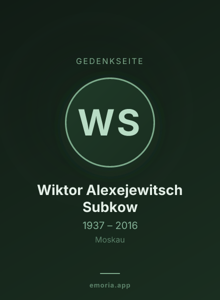 Gedenkportrait von Wiktor Alexejewitsch Subkow