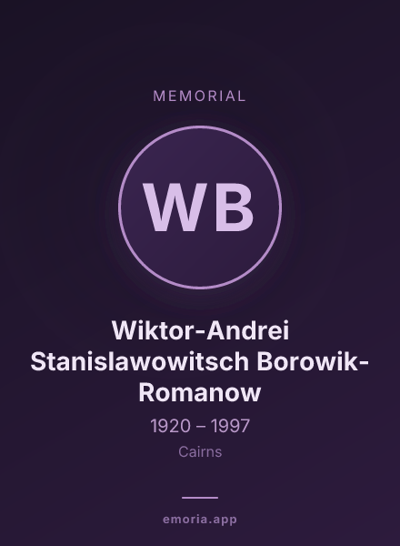 Memorial portrait of Wiktor-Andrei Stanislawowitsch Borowik-Romanow