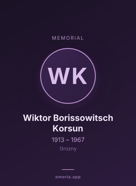 Memorial portrait of Wiktor Borissowitsch Korsun
