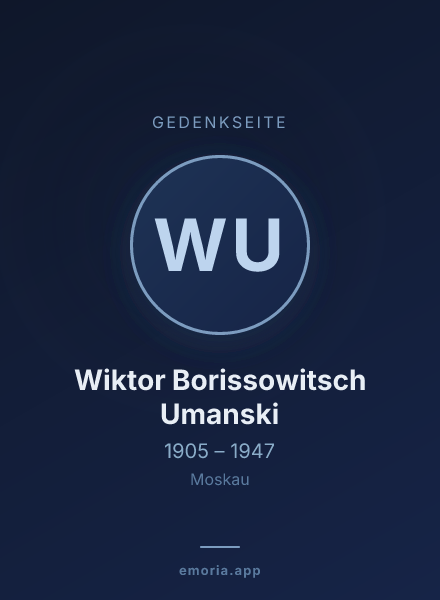 Gedenkportrait von Wiktor Borissowitsch Umanski