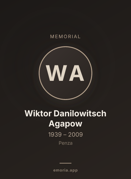 Memorial portrait of Wiktor Danilowitsch Agapow